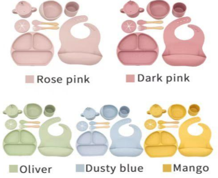 9-Piece Silicone Baby Feeding Set with Suction Bowl & Plate | Bellzbuz - Image 4